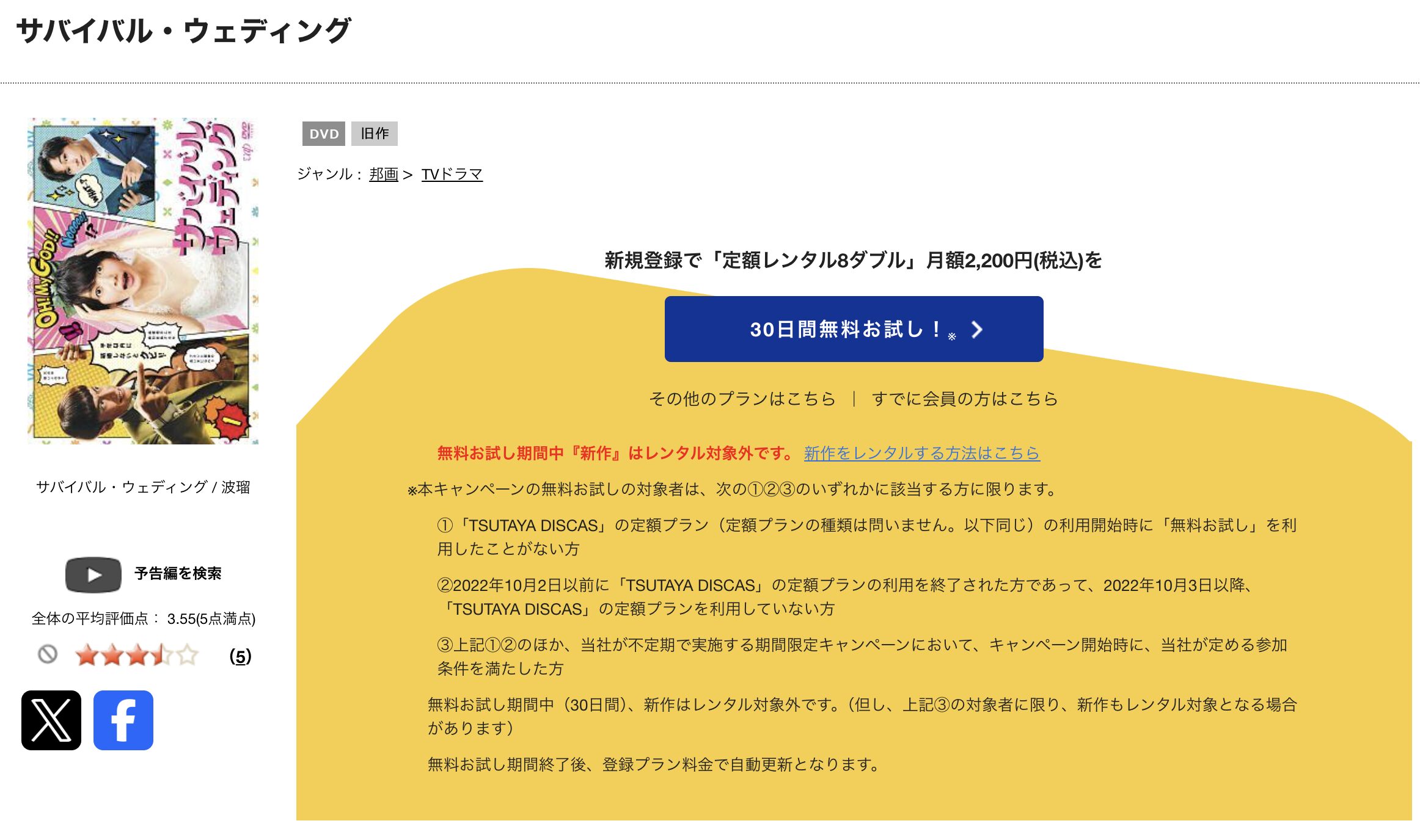 TSUTAYA DISCASのサバイバルウェディング