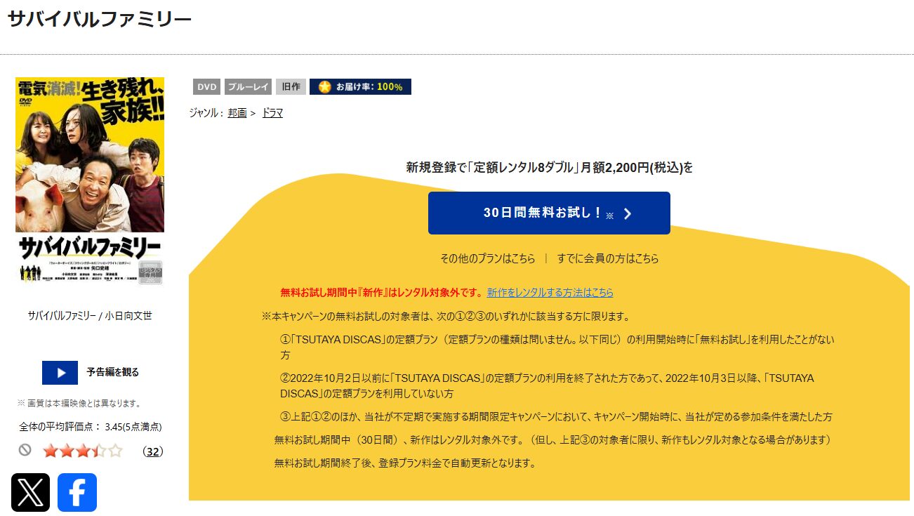 TSUTAYA DISCASのサバイバルファミリー