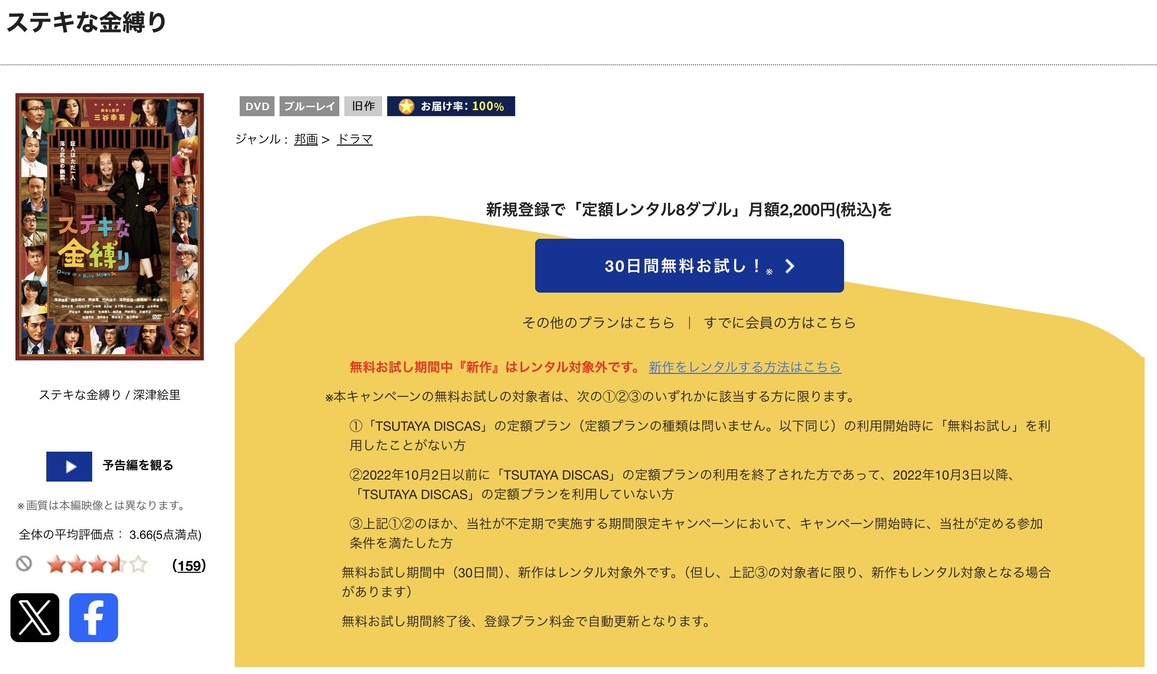 TSUTAYA DISCASのステキな金縛り
