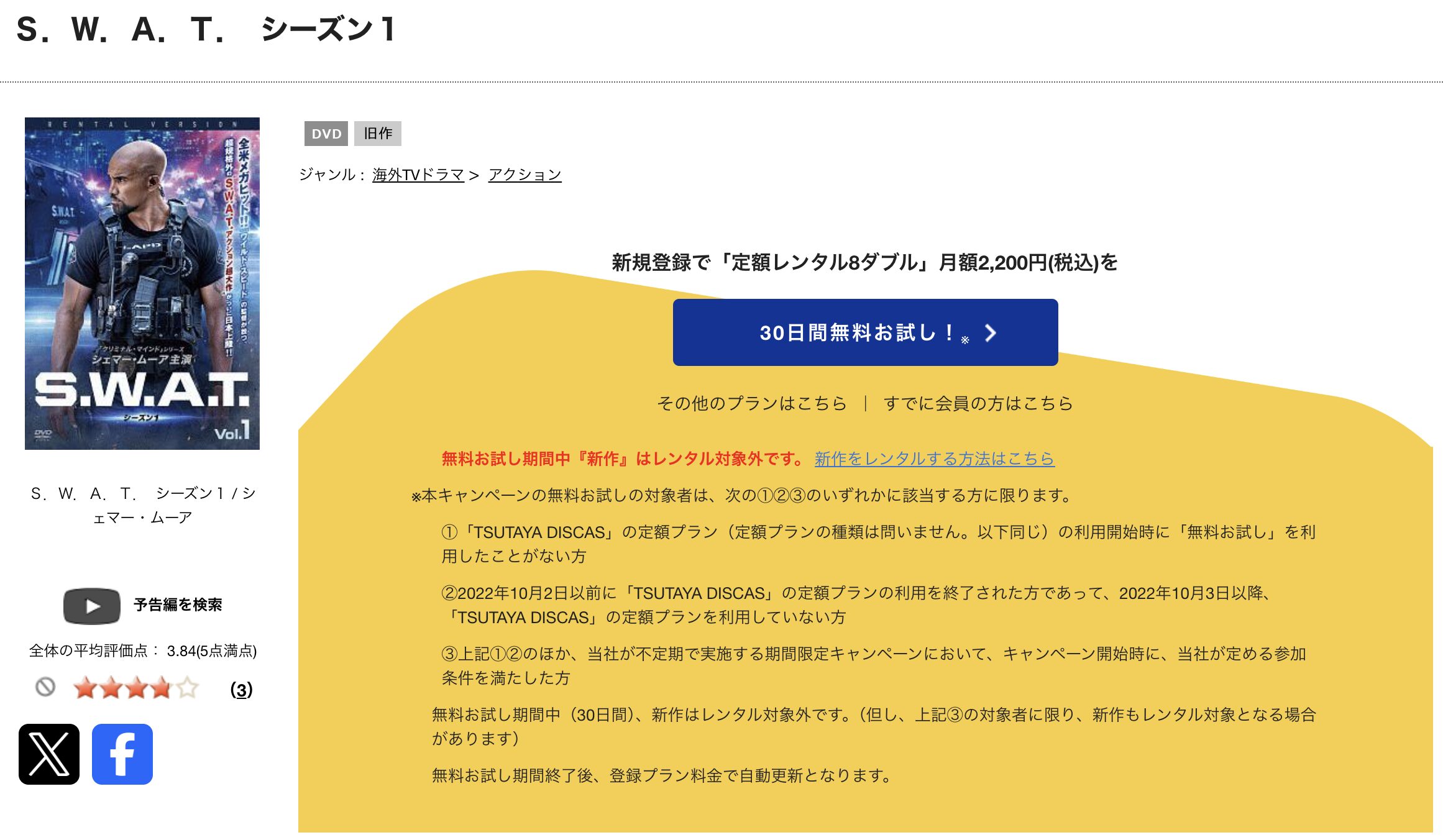 TSUTAYA DISCASのSWAT シーズン1