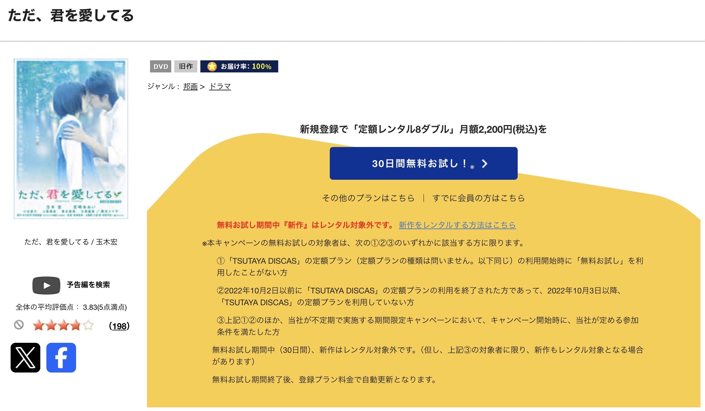 TSUTAYA DISCASのただ、君を愛してる