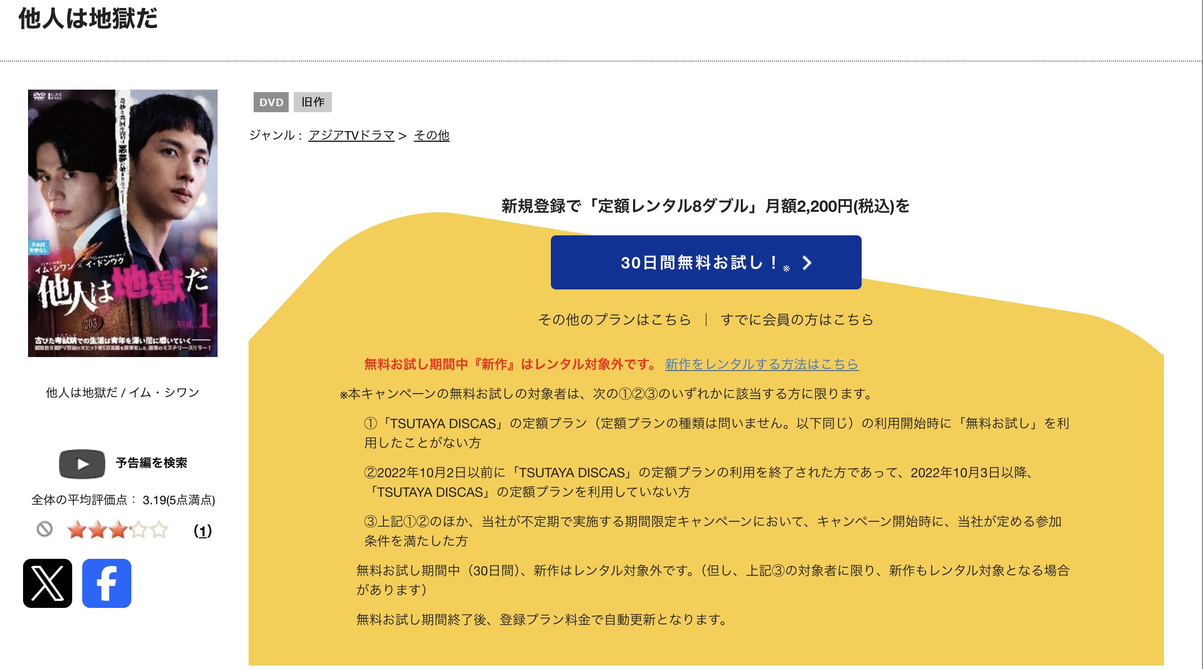 TSUTAYA DISCASの他人は地獄だ