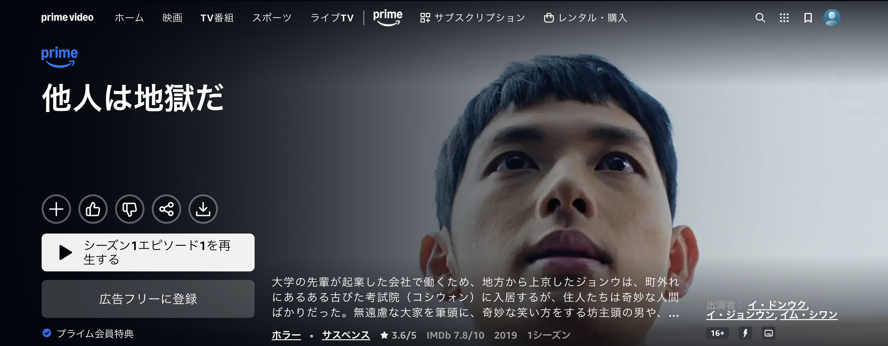 Amazonプライムの他人は地獄だ配信画像