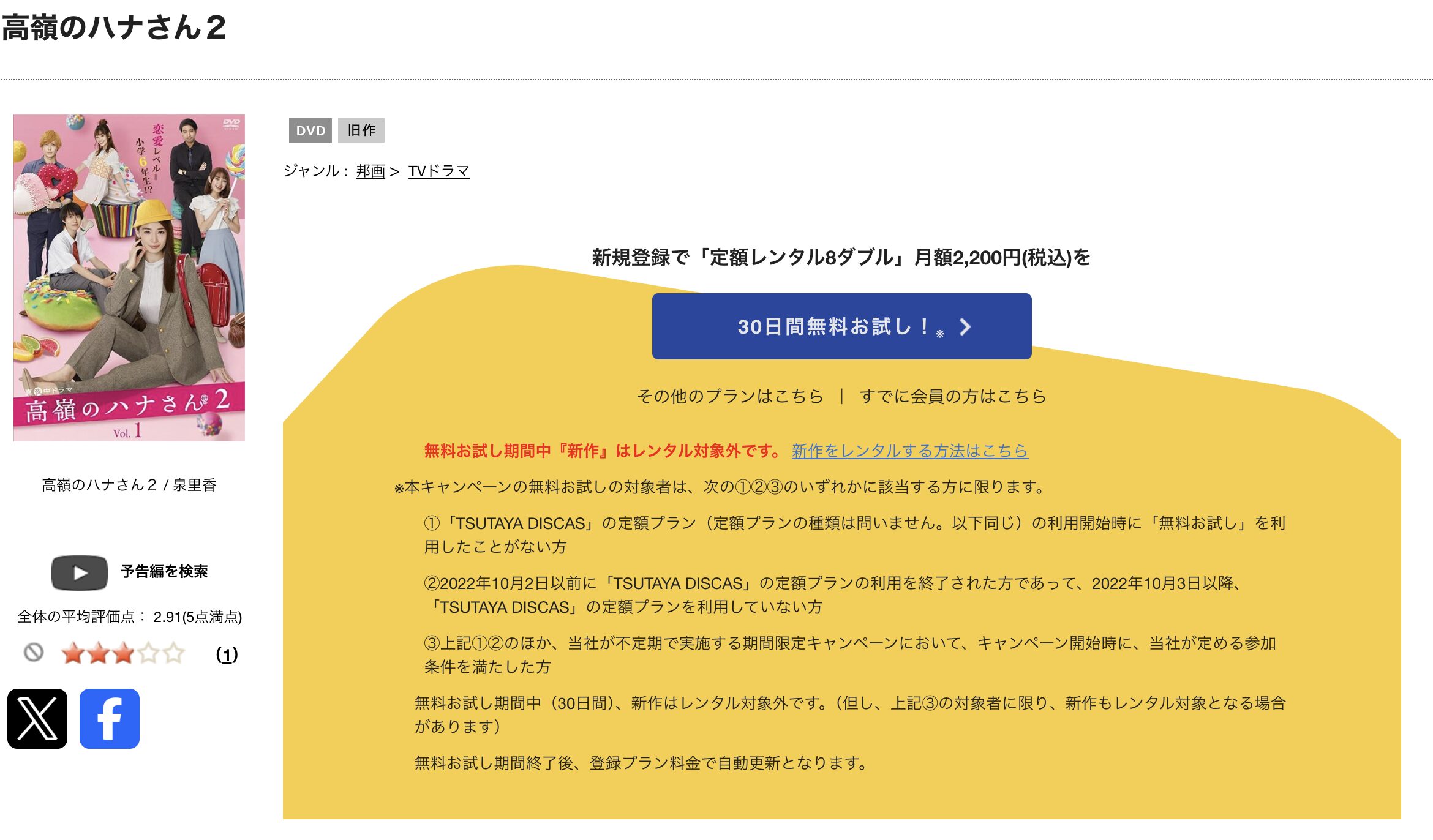 TSUTAYA DISCASの高嶺のハナさん2