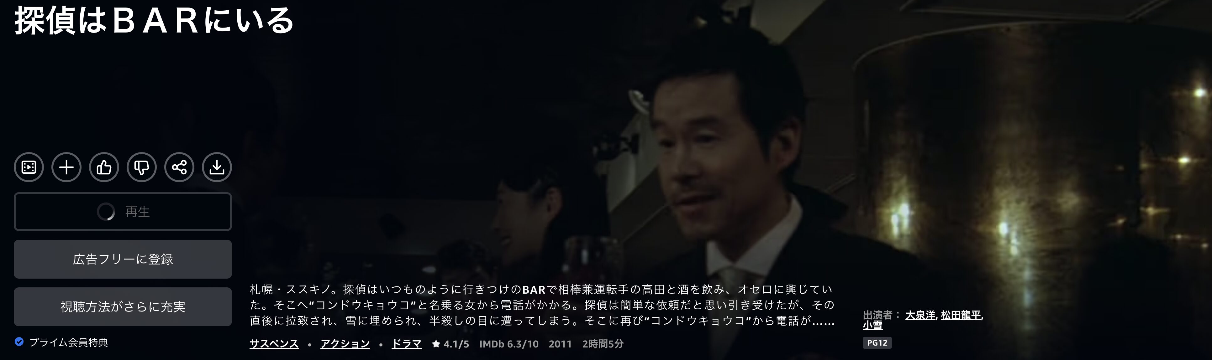 Amazonプライムの探偵はBARにいる配信画像