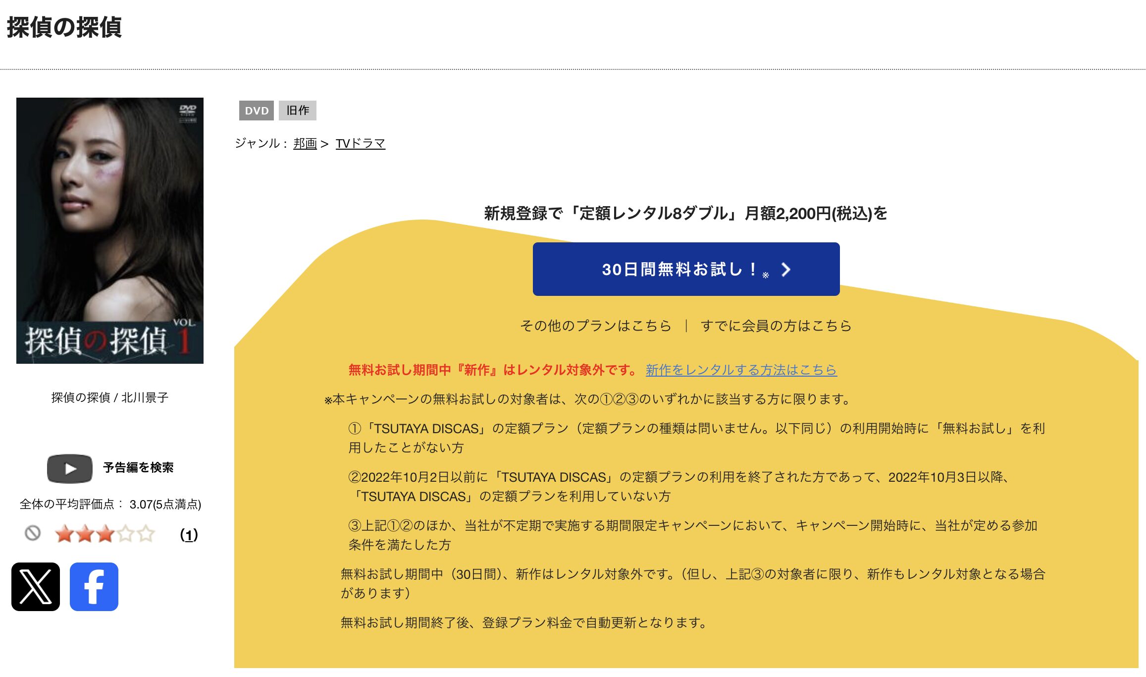 TSUTAYA DISCASの探偵の探偵