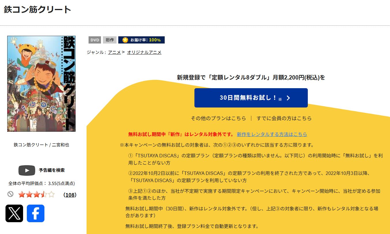 TSUTAYA DISCASの鉄コン筋クリート