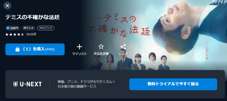 NHKオンデマンドのテミスの不確かな法廷配信画像