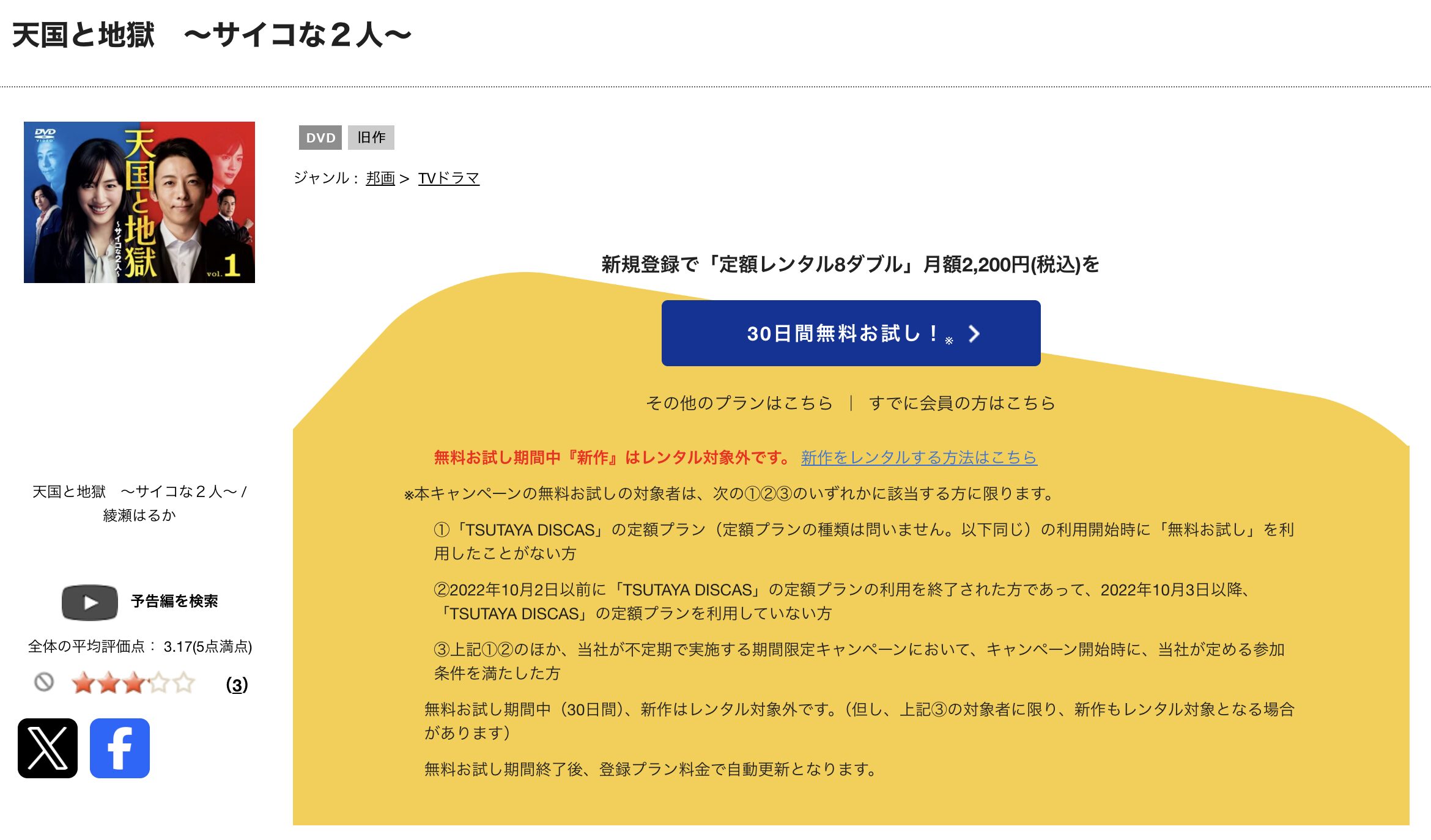 TSUTAYA DISCASの天国と地獄〜サイコな2人〜