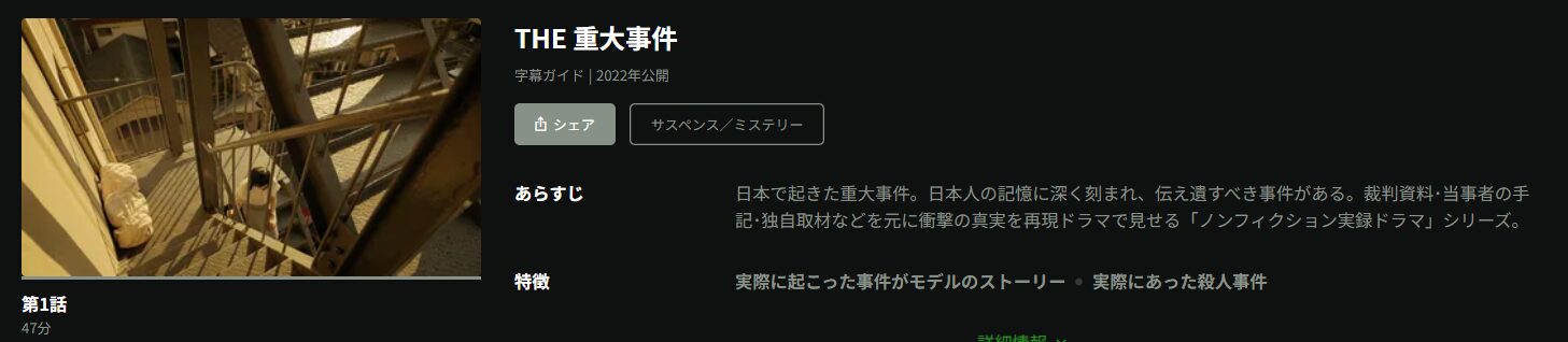 HuluのTHE 重大事件配信画像