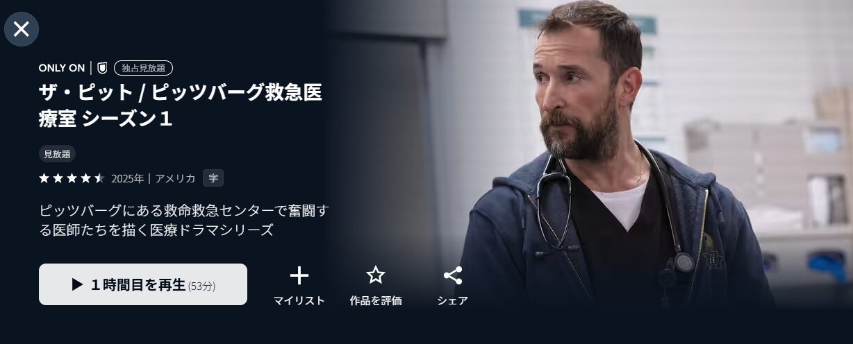 U-NEXTのザ・ピット / ピッツバーグ救急医療室 シーズン1配信画像