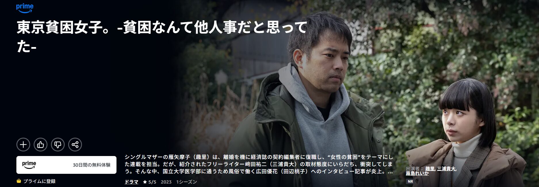 Amazonプライムの東京貧困女子。-貧困なんて他人事だと思ってた-配信画像
