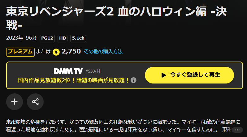 DMM TVの東京リベンジャーズ2 血のハロウィン編 決戦配信画像