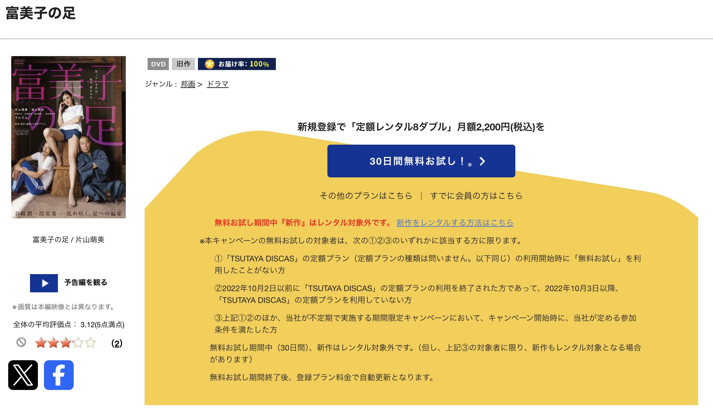 TSUTAYA DISCASの富美子の足