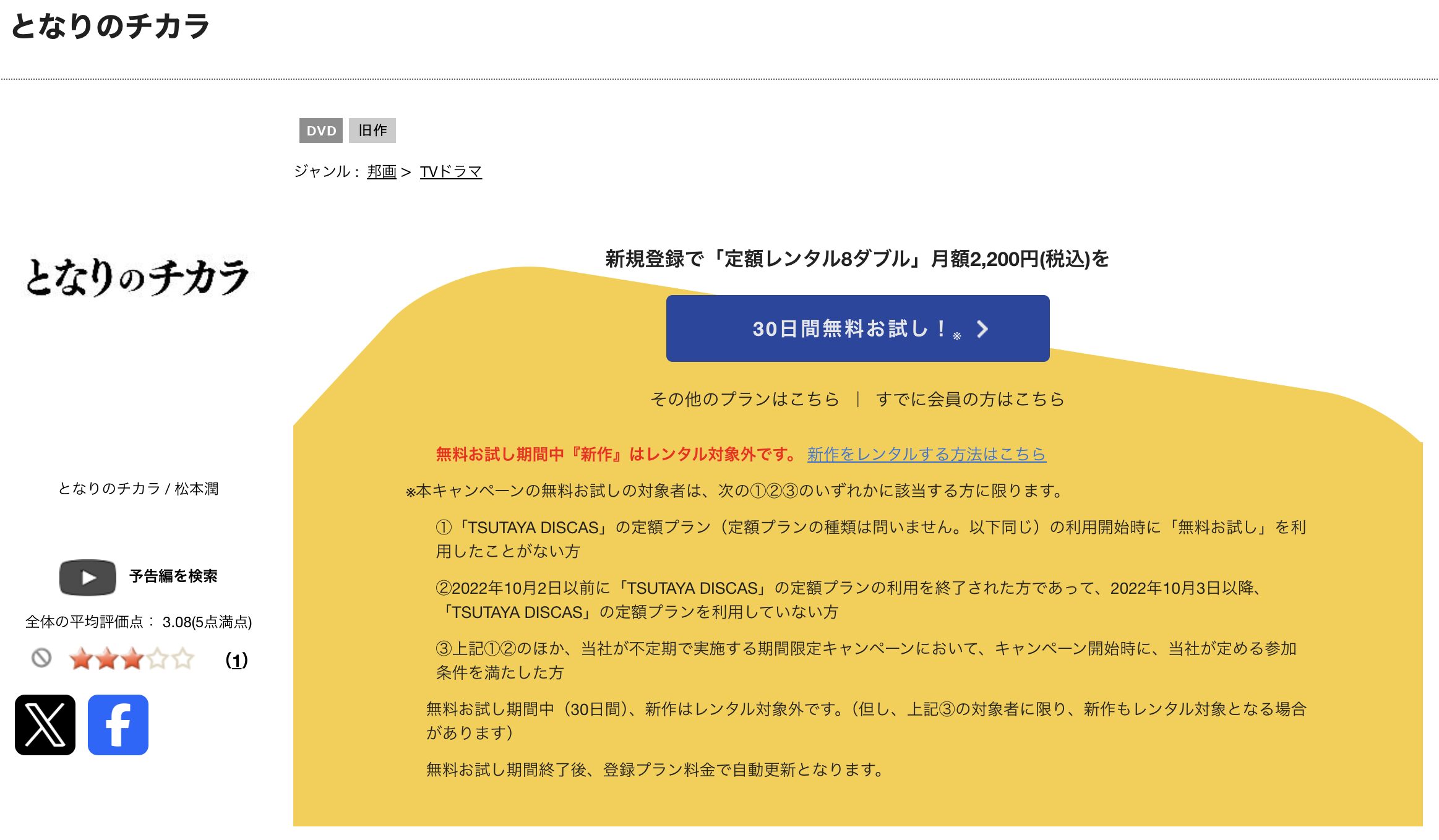 TSUTAYA DISCASのとなりのチカラ
