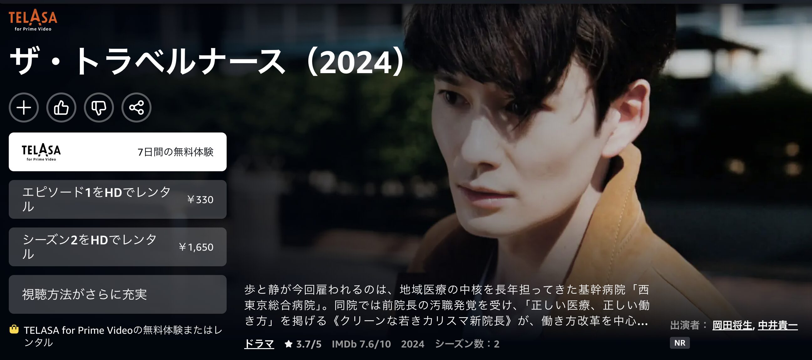 Amazonプライムのザ・トラベルナース配信画像