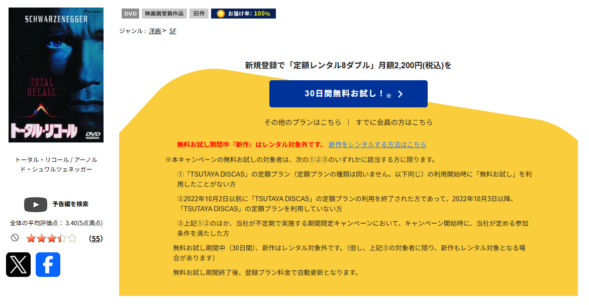 TSUTAYA DISCASのトータル・リコール