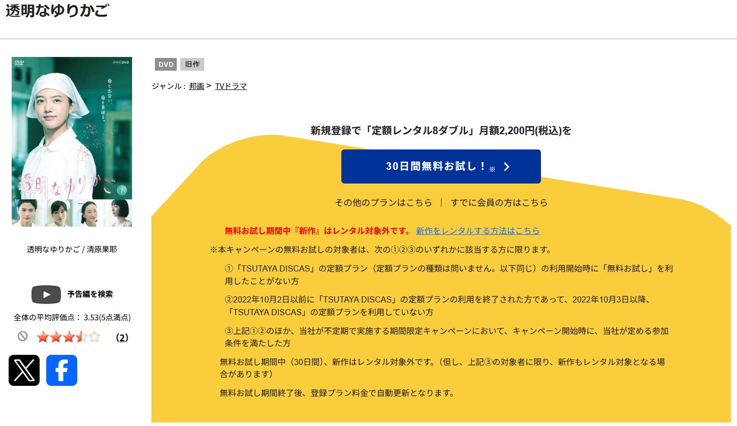 TSUTAYA DISCASの透明なゆりかご