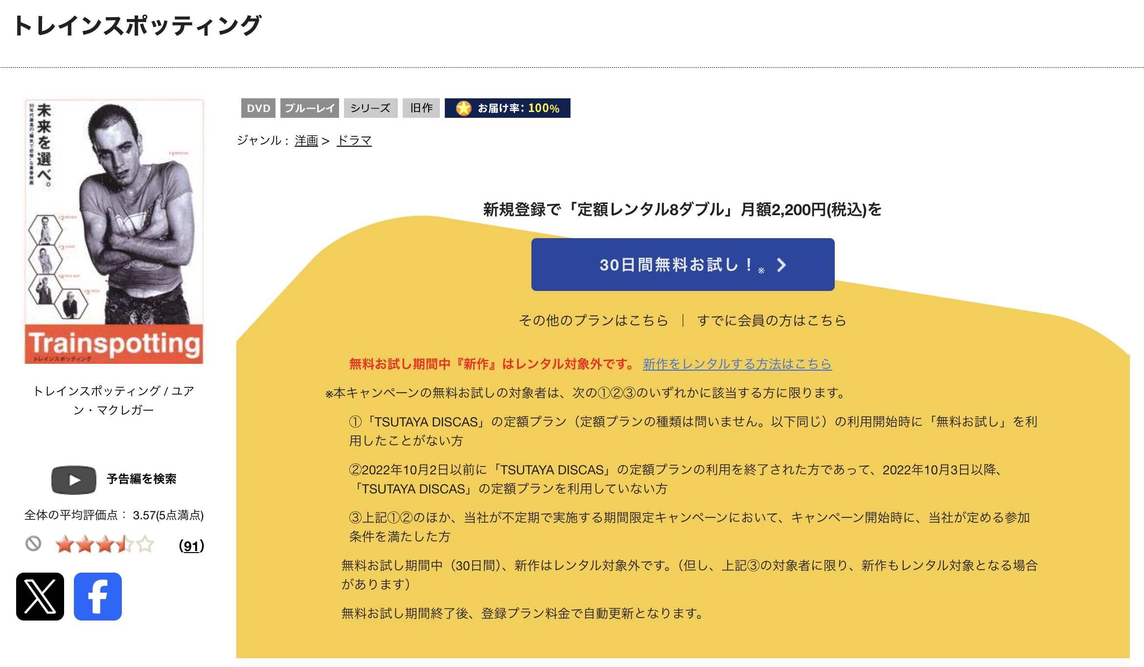 TSUTAYA DISCASのトレインスポッティング
