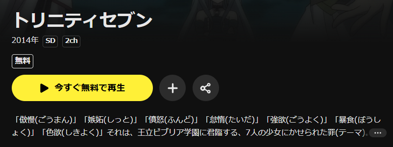 DMM TVのトリニティセブン配信画像