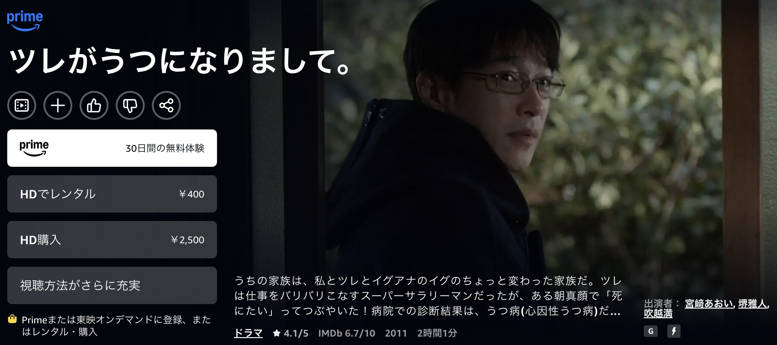 Amazonプライムのツレがうつになりまして。配信画像