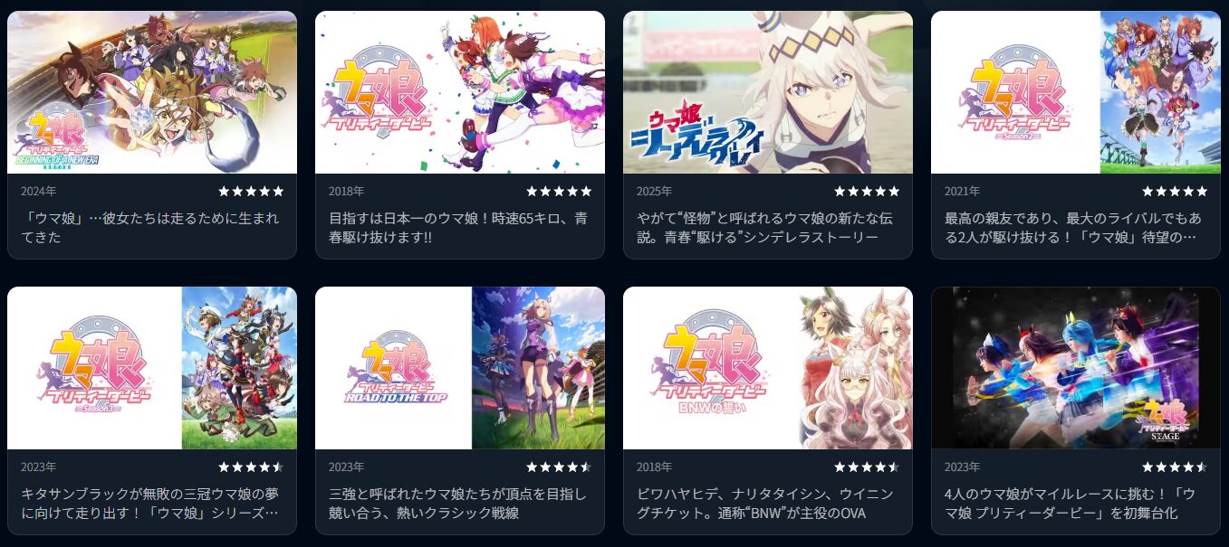 U-NEXTのウマ娘配信画像