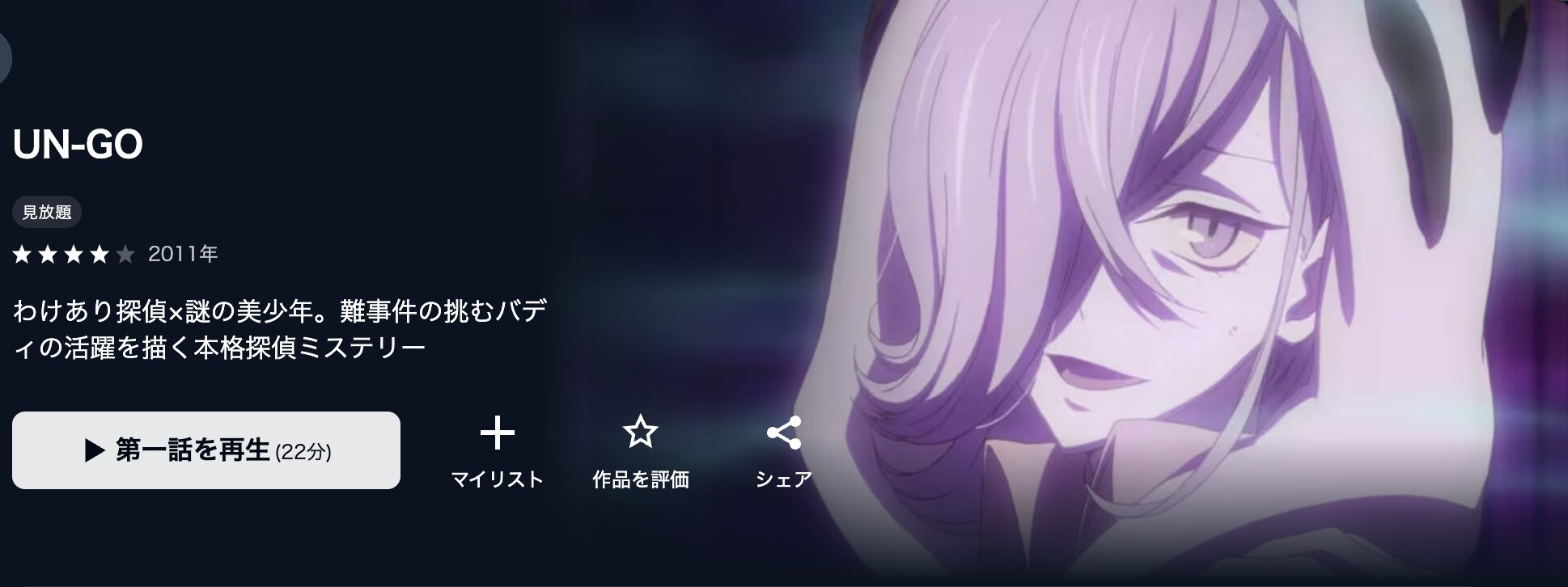 U-NEXTのUN-GO(アンゴ)配信画像