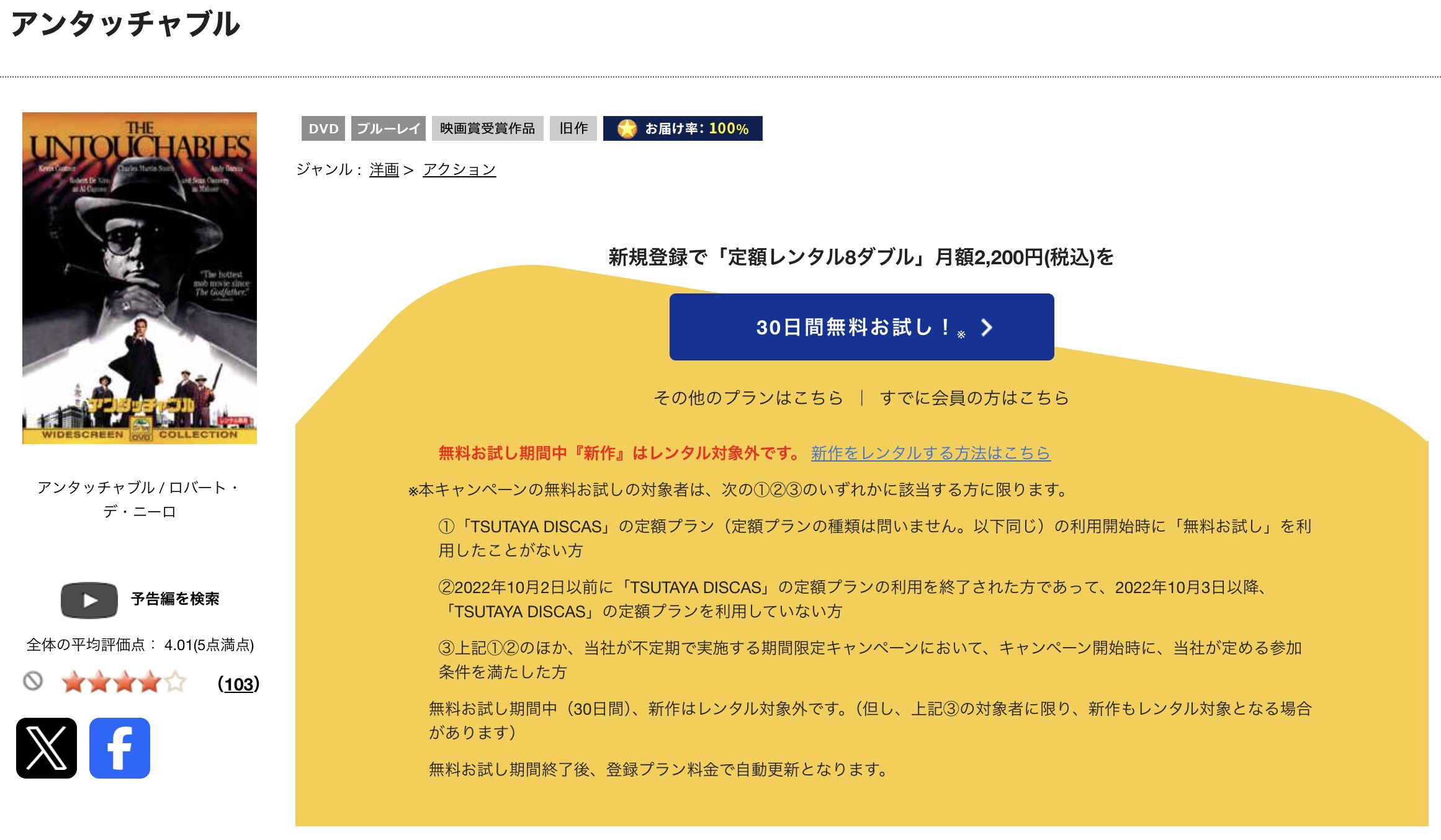 TSUTAYA DISCASのアンタッチャブル