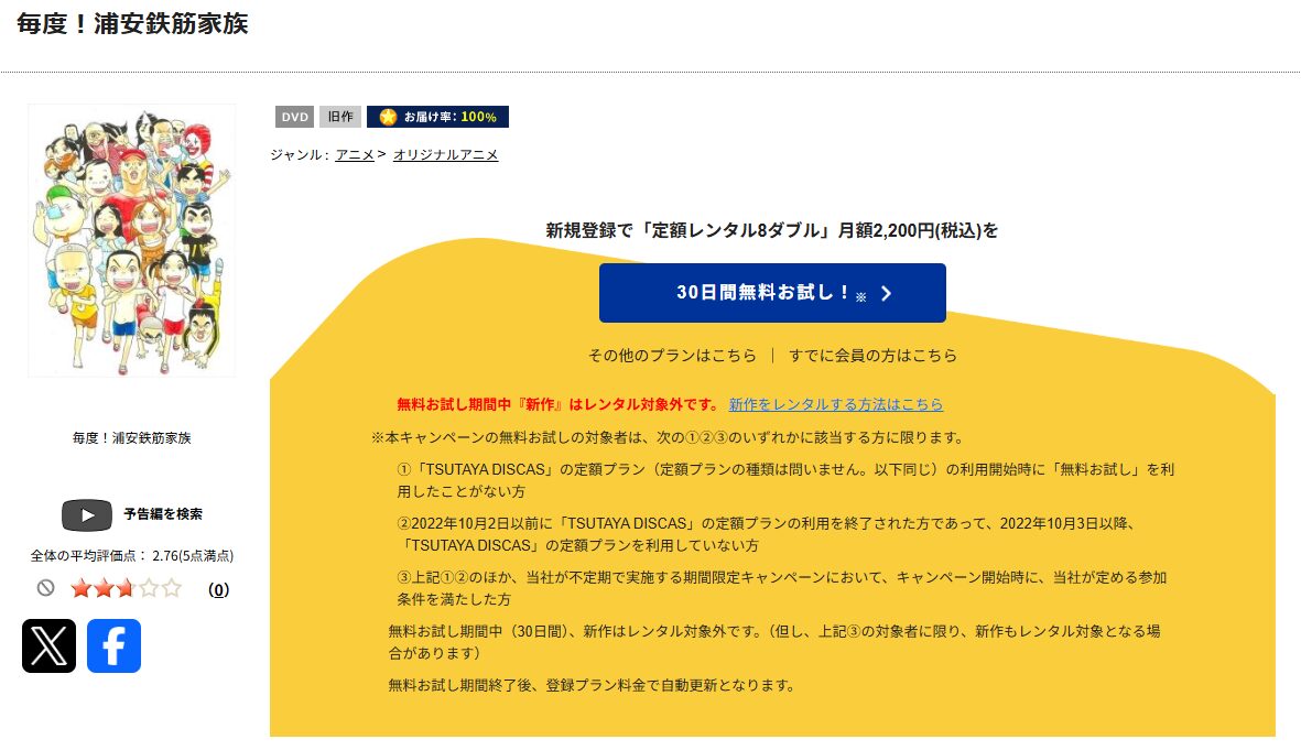 TSUTAYA DISCASの毎度！浦安鉄筋家族