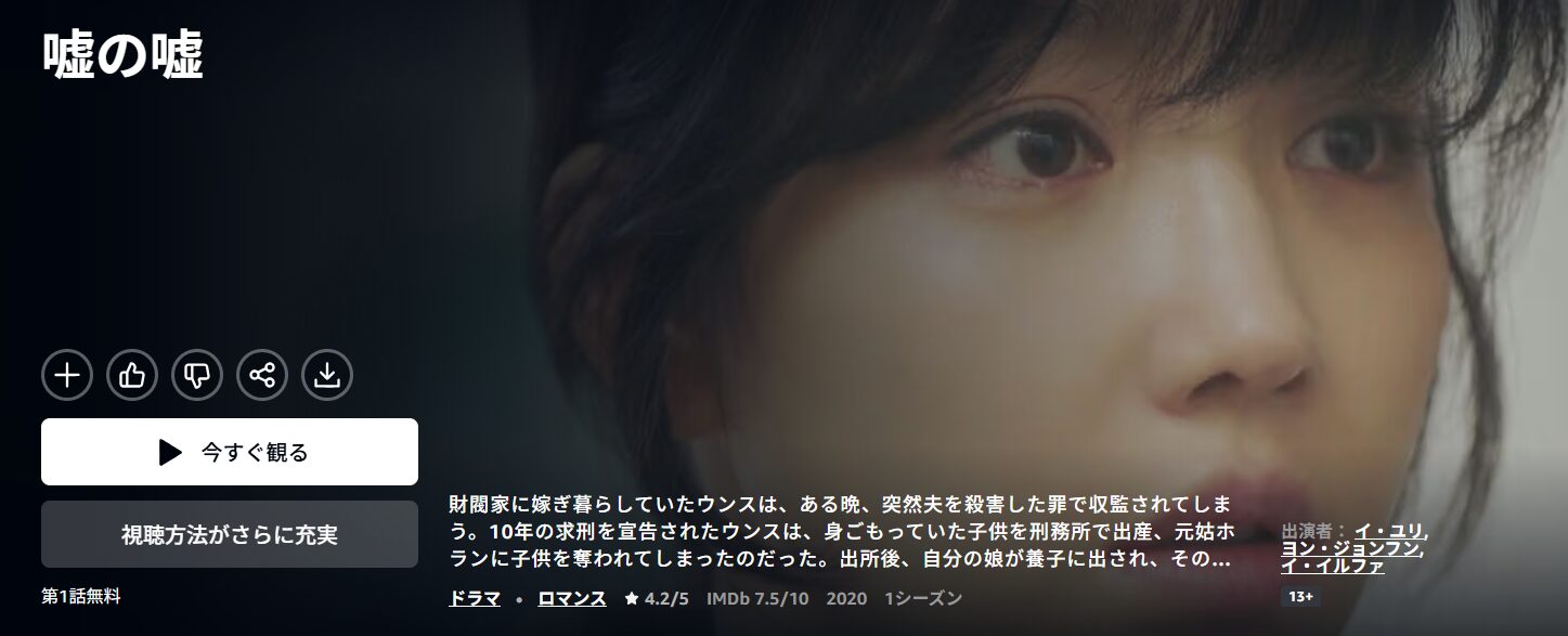 Amazonプライムの嘘の嘘配信画像
