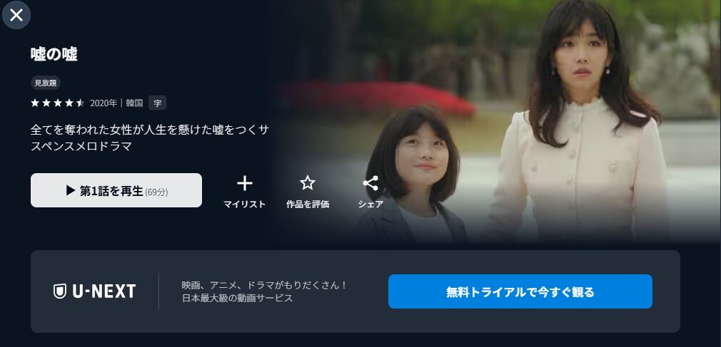 U-NEXTの嘘の嘘配信画像