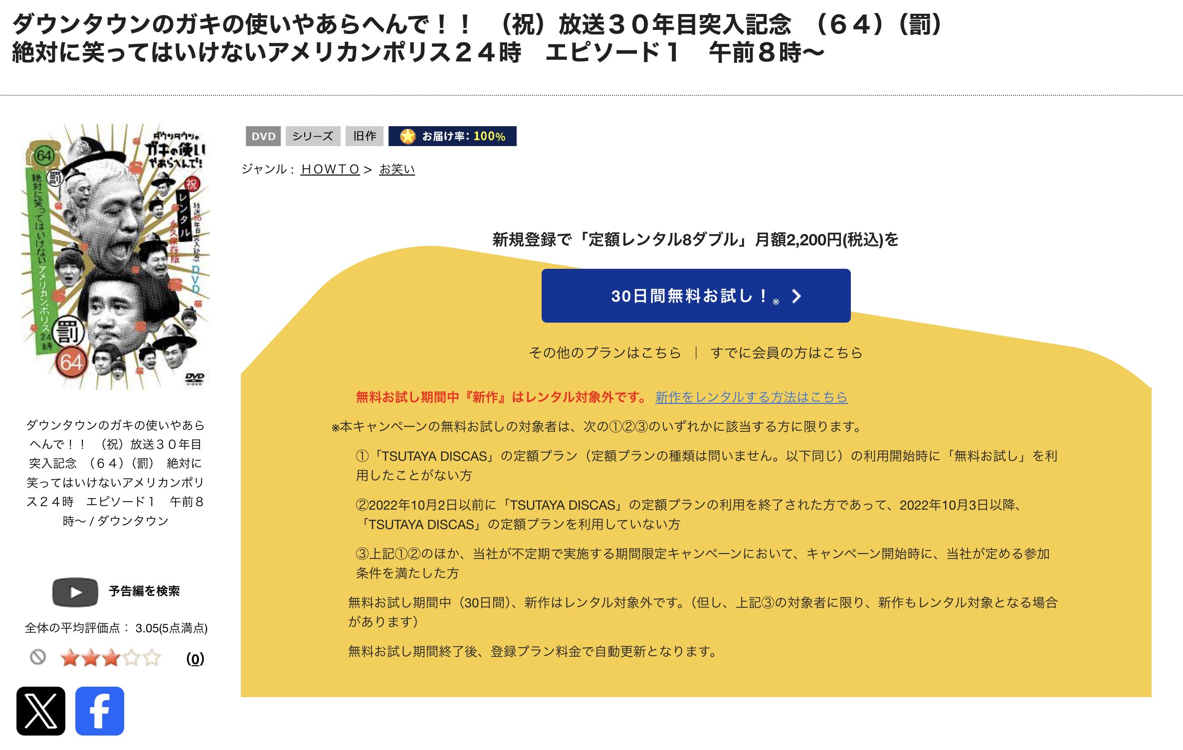 TSUTAYA DISCASの絶対に笑ってはいけない2017アメリカンポリス24時!