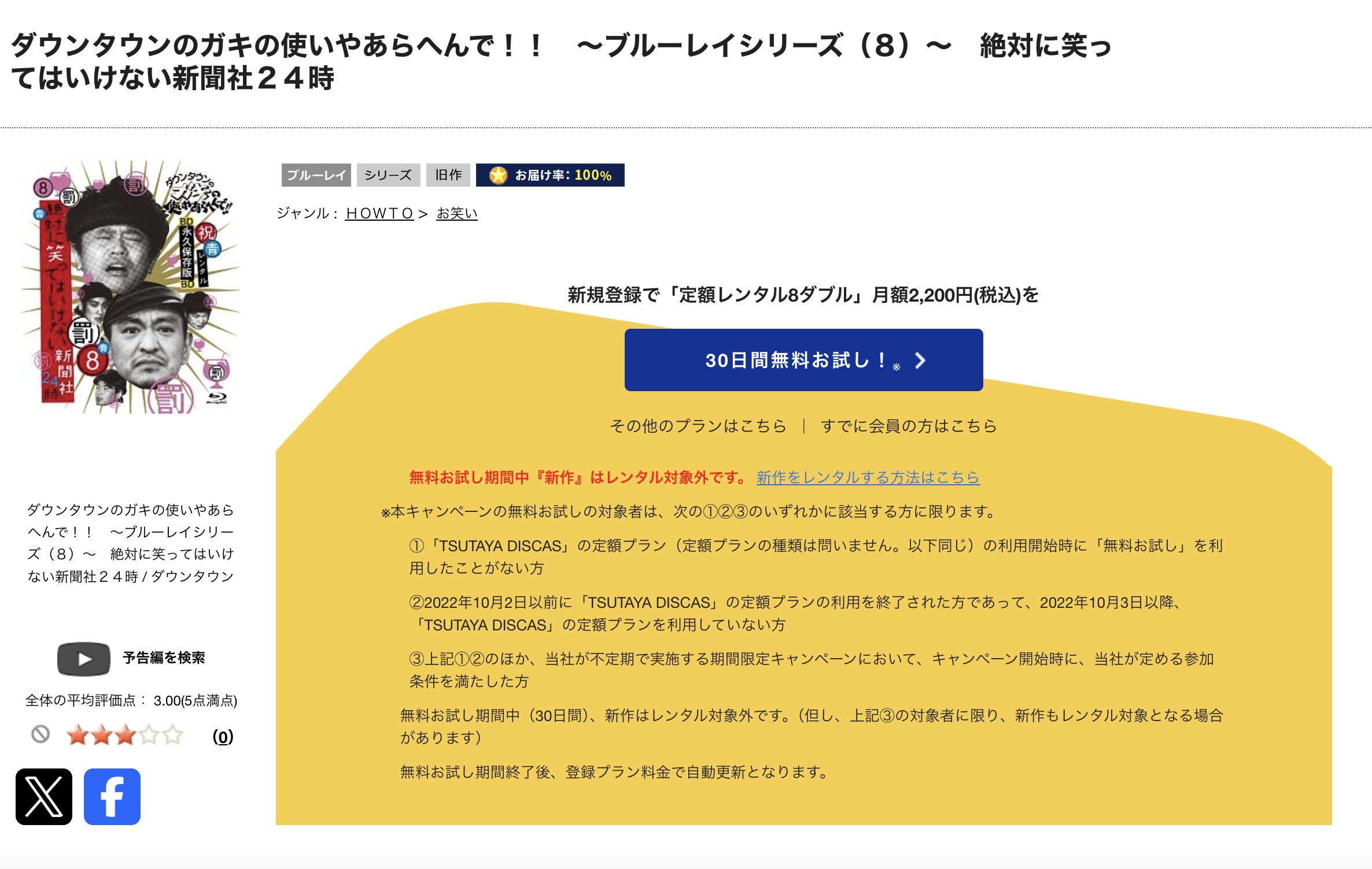TSUTAYA DISCASの絶対に笑ってはいけない新聞社24時（ガキ使2008）