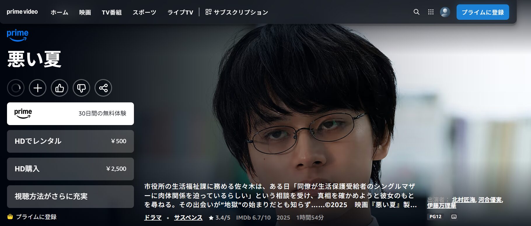 Amazonプライムの悪い夏配信画像
