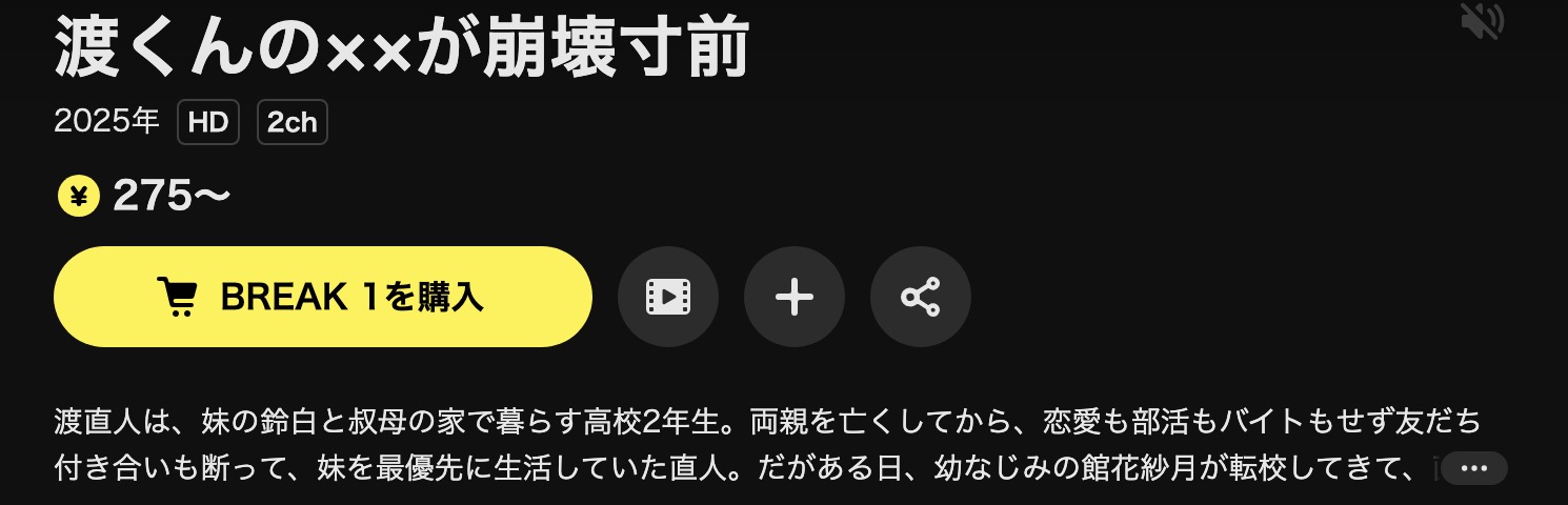 DMM TVの渡くんの××が崩壊寸前配信画像