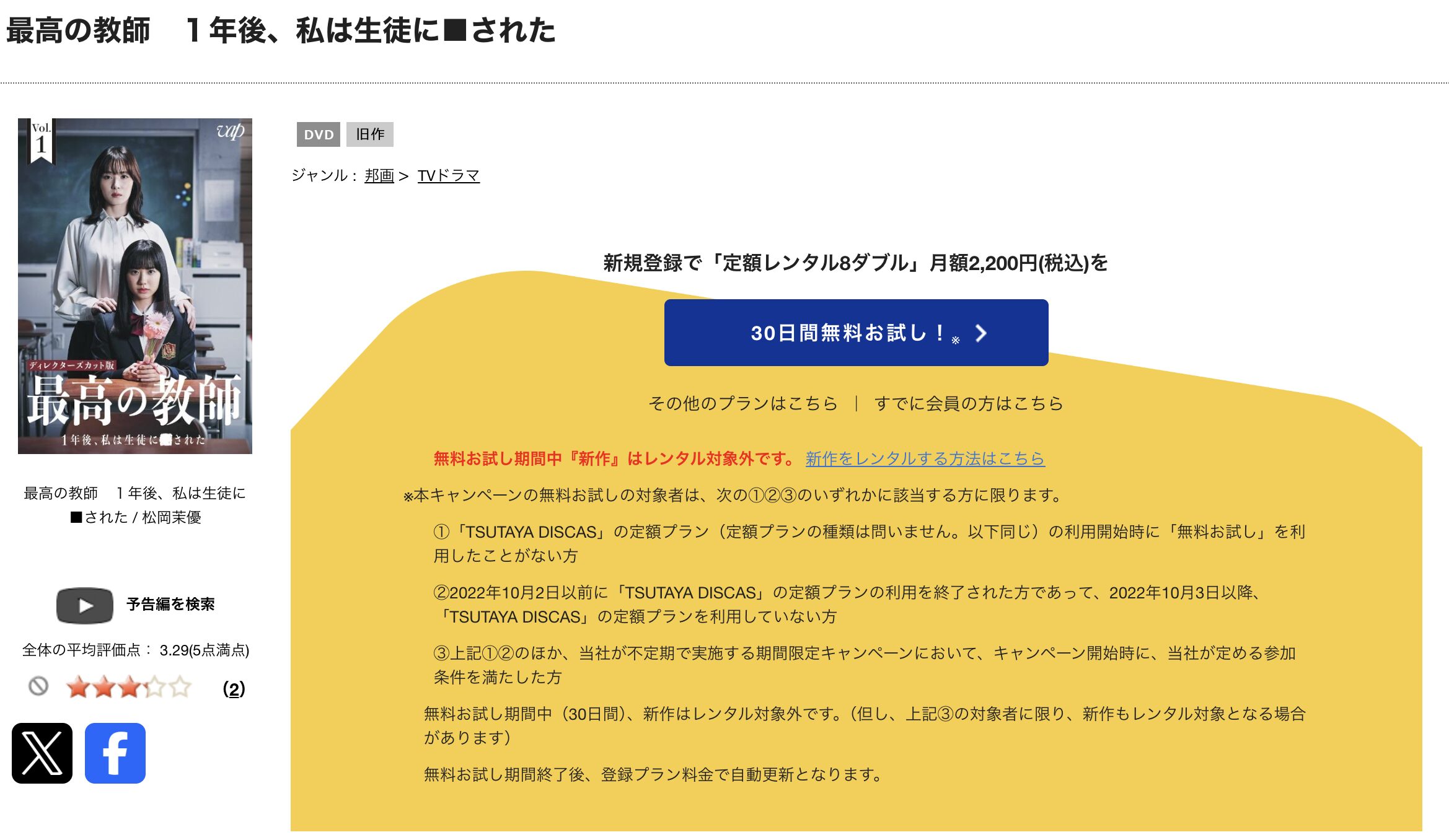 TSUTAYA DISCASの最高の教師 1年後、私は生徒に◼︎された