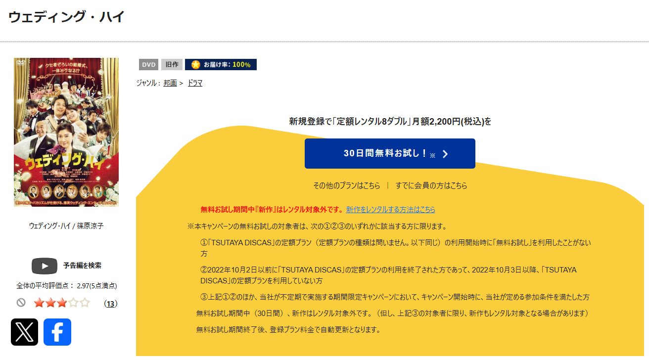 TSUTAYA DISCASのウェディング・ハイ