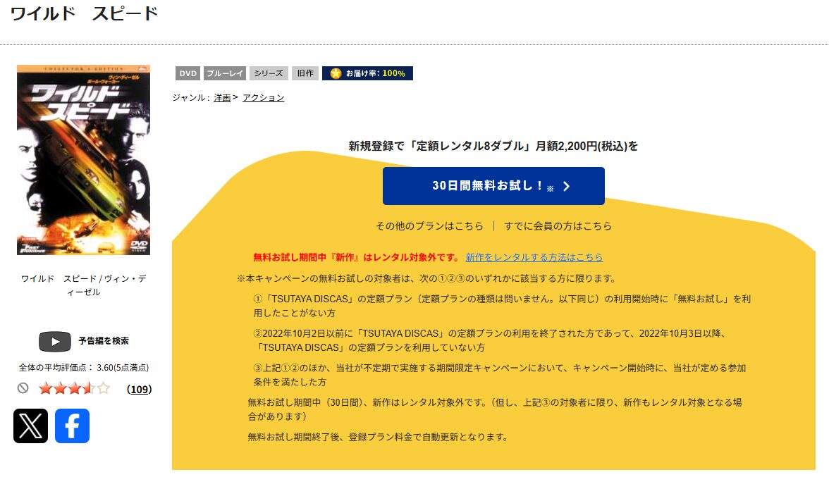 TSUTAYA DISCASのワイルド・スピード
