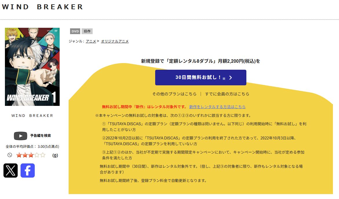 TSUTAYA DISCASのウィンドブレーカー 1期
