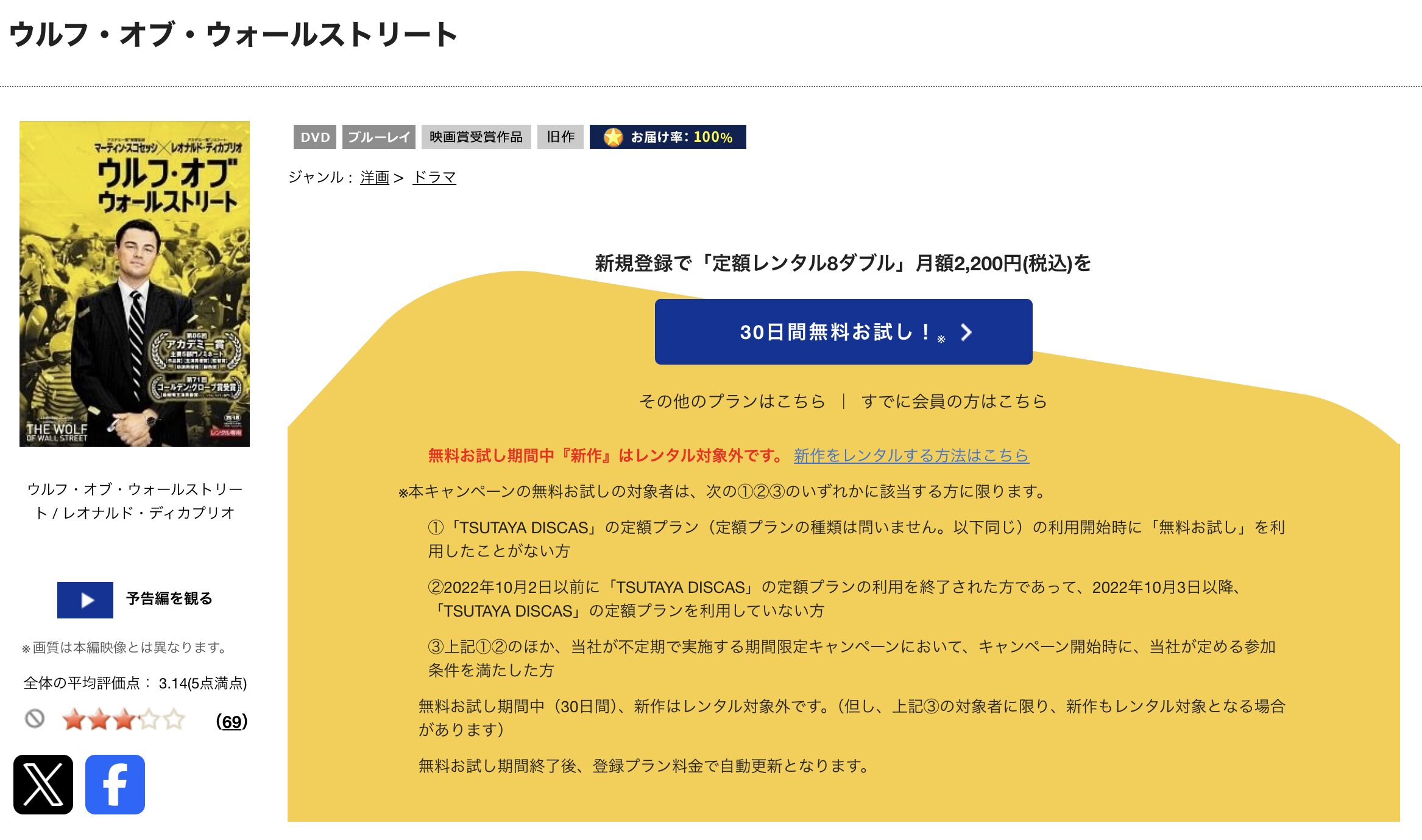 TSUTAYA DISCASのウルフ・オブ・ウォールストリート