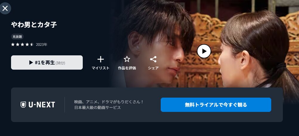 U-NEXTのやわ男とカタ子配信画像