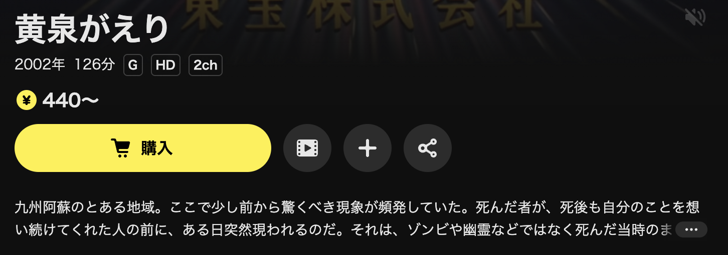 DMM TVの黄泉がえり配信画像