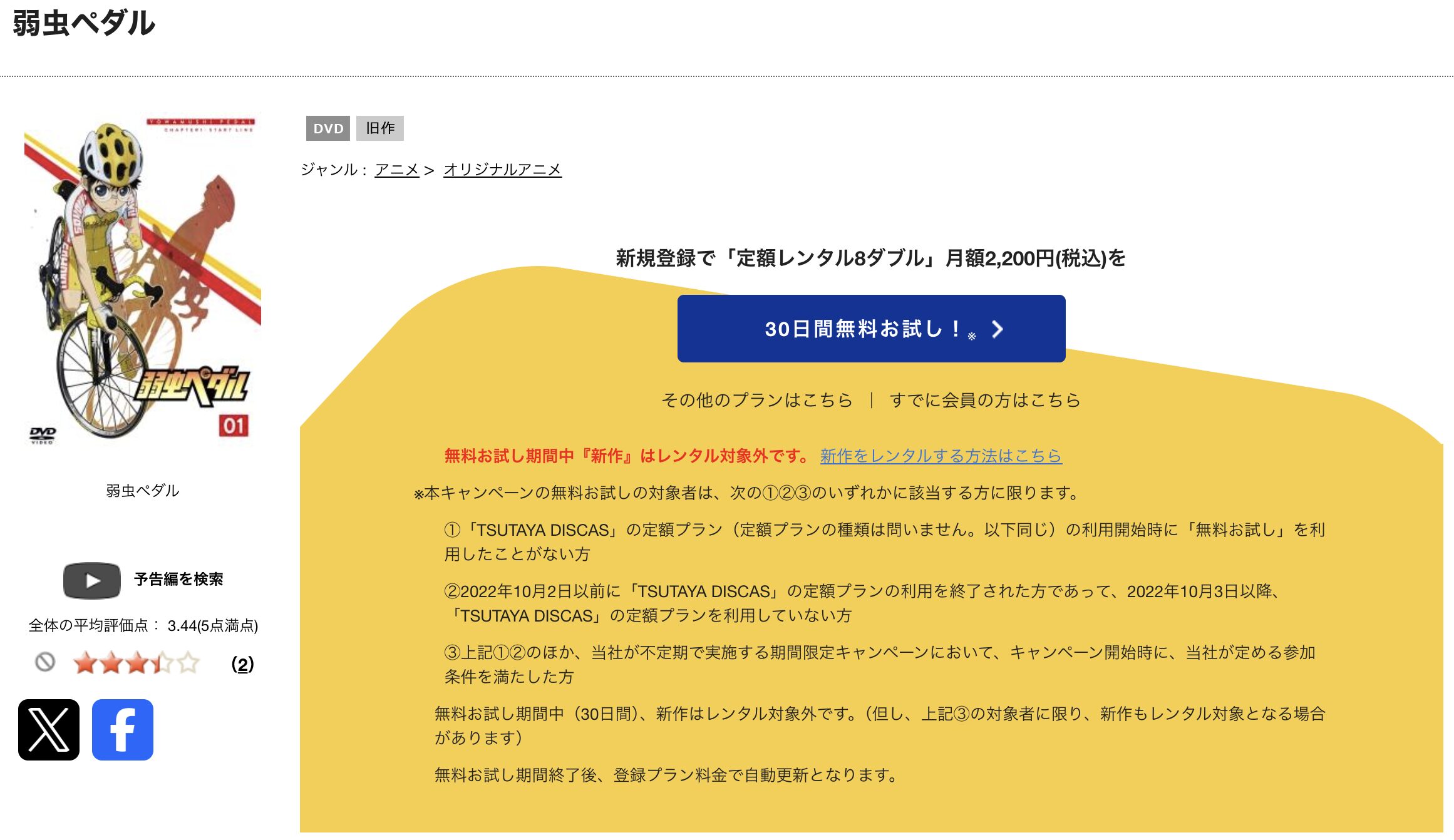 TSUTAYA DISCASの弱虫ペダル（1期）