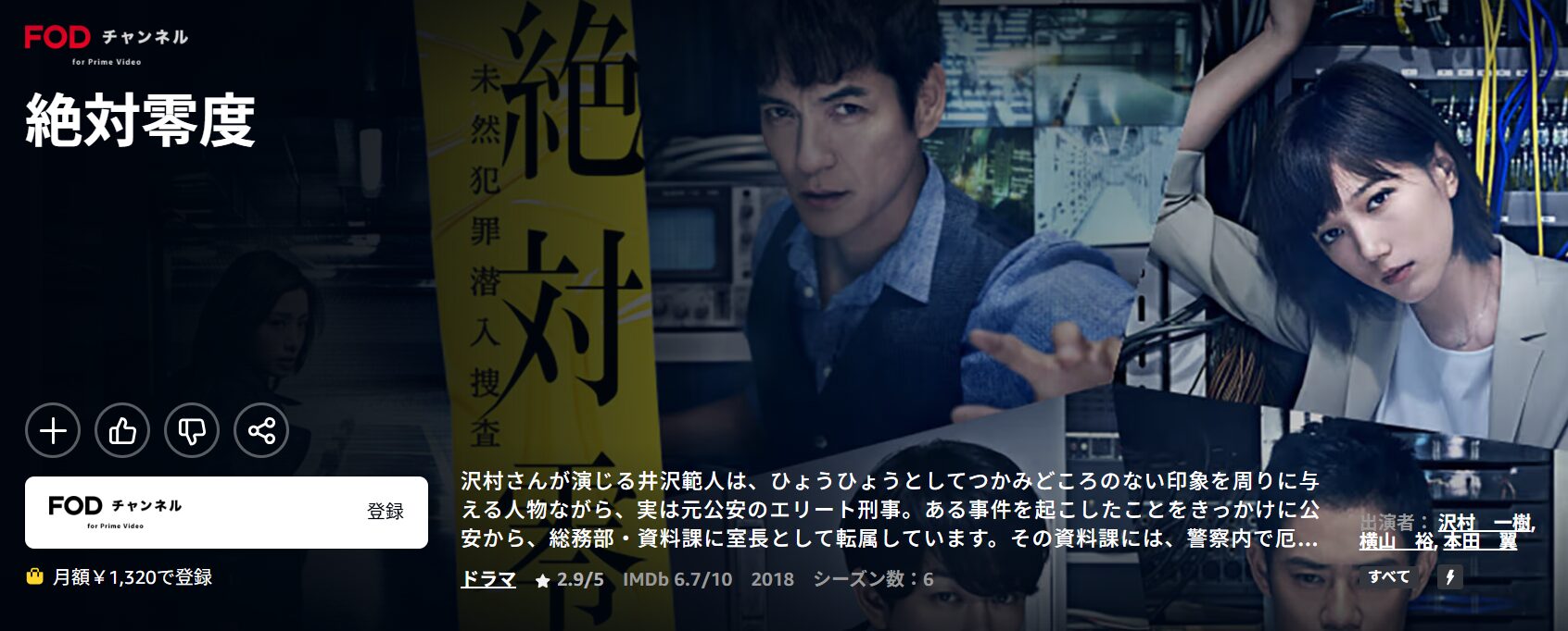 Amazonプライムの絶対零度〜未然犯罪潜入捜査〜(シーズン4)配信画像