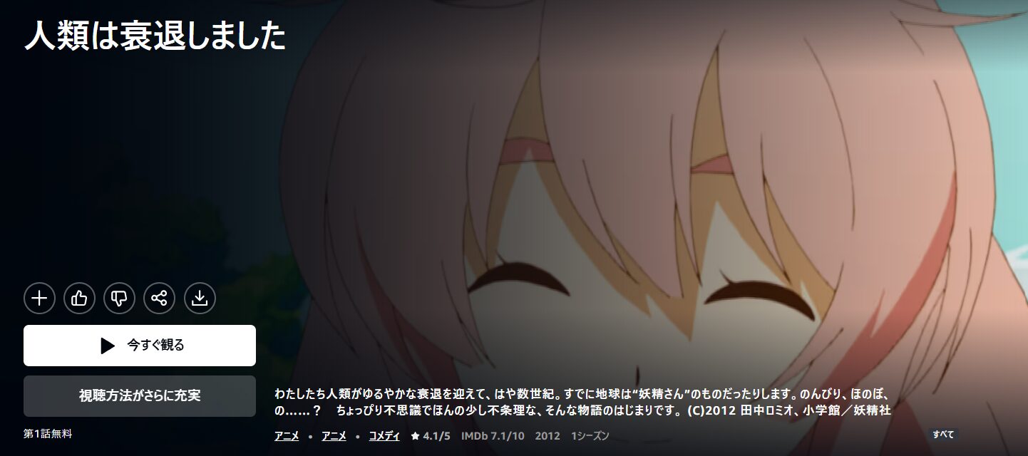 Amazonプライムの人類は衰退しました配信画像
