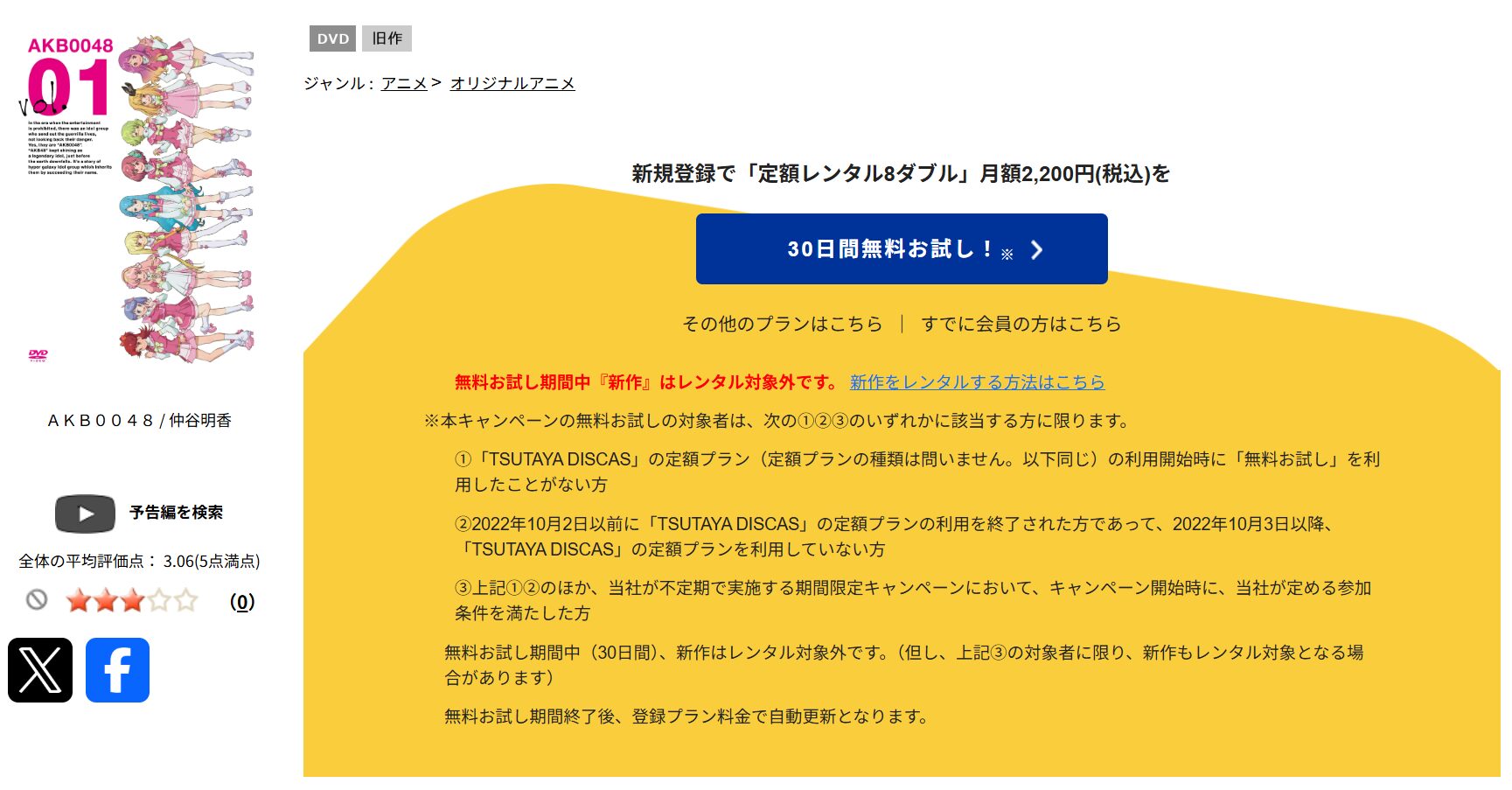 TSUTAYA DISCASのAKB0048（1期）