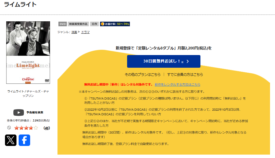 TSUTAYA DISCASのライムライト