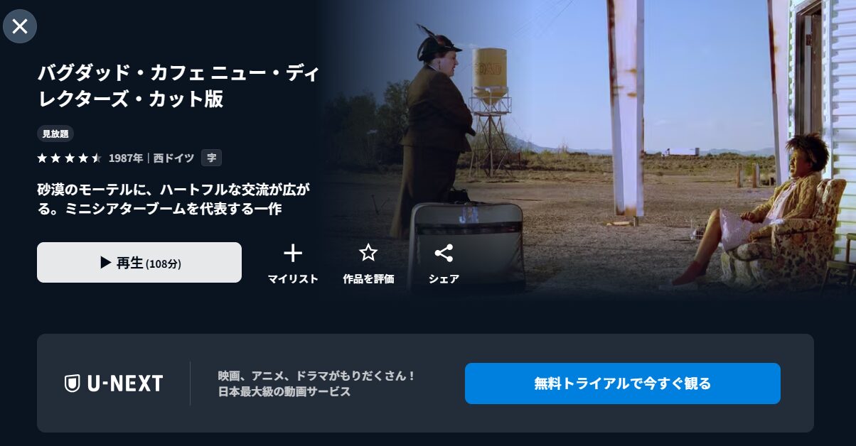 U-NEXTのバグダッド・カフェ配信画像