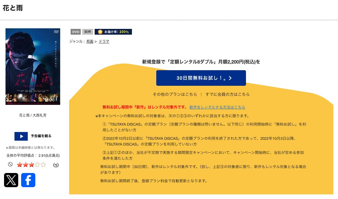 TSUTAYA DISCASの花と雨