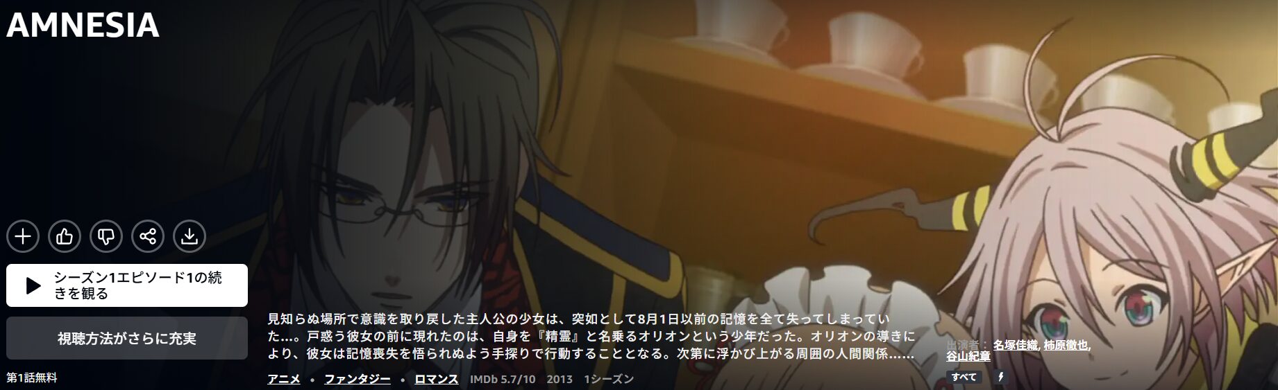 AmazonプライムのAMNESIA配信画像